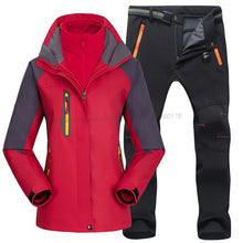 Load image into Gallery viewer, Women Ski Suit Outdoor Hiking Skiing Waterproof Jackets Fleece Winter Warm Fishing Trekking Ski jacket Pant Set for Female
