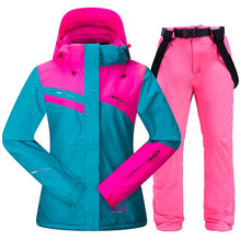 Load image into Gallery viewer, Ski Suit for Women Skiing Snowboarding Jackets and Pants Windproof Waterproof Ski Suits Female Winter Sports Thick Warm Ski Set
