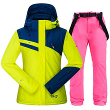 Load image into Gallery viewer, Ski Suit for Women Skiing Snowboarding Jackets and Pants Windproof Waterproof Ski Suits Female Winter Sports Thick Warm Ski Set

