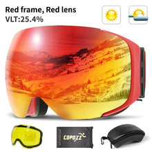 Load image into Gallery viewer, COPOZZ Magnetic Ski Goggles with Quick-Change Lens and Case Set 100% UV400 Protection Anti-fog Snowboard Goggles for Men &amp; Women
