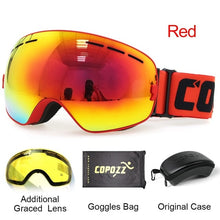 Load image into Gallery viewer, COPOZZ Ski Goggles with Case &amp; Yellow Lens UV400 Anti-fog Spherical Ski Glasses Skiing Men Women Snow Goggles + Lens + Box Set
