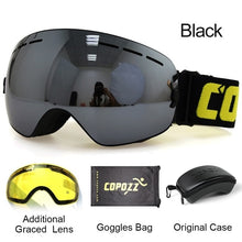 Load image into Gallery viewer, COPOZZ Ski Goggles with Case &amp; Yellow Lens UV400 Anti-fog Spherical Ski Glasses Skiing Men Women Snow Goggles + Lens + Box Set
