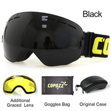 Load image into Gallery viewer, COPOZZ Ski Goggles with Case &amp; Yellow Lens UV400 Anti-fog Spherical Ski Glasses Skiing Men Women Snow Goggles + Lens + Box Set
