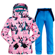 Load image into Gallery viewer, Warm Ski Suit Women Winter Female Ski Jacket And Pants Waterproof Windproof Breathable Skiing And Snowboarding Suits Snow Set
