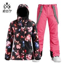 Load image into Gallery viewer, Winter ski suit women's windproof Waterproof warm adult outdoor veneer double board snow Coat+Trousers For Female
