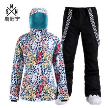 Load image into Gallery viewer, Winter ski suit women's windproof Waterproof warm adult outdoor veneer double board snow Coat+Trousers For Female
