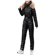 Load image into Gallery viewer, Ski Suit Women Jackets Winter Plush Hooded Parka Jumpsuit Women Cotton bodysuit Sashes Jumpsuits Zipper Overalls Tracksuits
