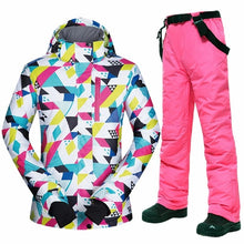 Load image into Gallery viewer, Winter Ski Suit Women New Touch Screen Gloves Waterproof Warm Ski Jackets and Pants for Women Skiing and Snowboarding Suits
