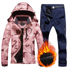 Load image into Gallery viewer, Women's Ski Suit Winter Thermal Warm Jacket Pants Set Windproof Waterproof Snowboarding Female Skiing Suits Snow Coat
