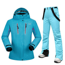 Load image into Gallery viewer, Women Ski Suit Brands High Quality Set Waterproof Warm -30 Degree Skiing Jacket And Pants Winter Outdoor Snowboarding Suits
