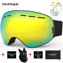 Load image into Gallery viewer, PHMAX Brand Ski Goggles Winter UV400 Anti-Fog Skiing Glasses Men Women Double Layers Outdoor Snowboard Goggles With Free Mask
