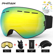 Load image into Gallery viewer, PHMAX Brand Ski Goggles Winter UV400 Anti-Fog Skiing Glasses Men Women Double Layers Outdoor Snowboard Goggles With Free Mask
