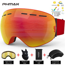 Load image into Gallery viewer, PHMAX Brand Ski Goggles Winter UV400 Anti-Fog Skiing Glasses Men Women Double Layers Outdoor Snowboard Goggles With Free Mask
