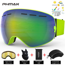 Load image into Gallery viewer, PHMAX Brand Ski Goggles Winter UV400 Anti-Fog Skiing Glasses Men Women Double Layers Outdoor Snowboard Goggles With Free Mask
