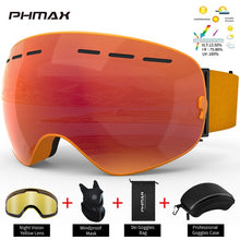 Load image into Gallery viewer, PHMAX Brand Ski Goggles Winter UV400 Anti-Fog Skiing Glasses Men Women Double Layers Outdoor Snowboard Goggles With Free Mask
