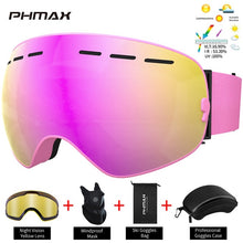Load image into Gallery viewer, PHMAX Brand Ski Goggles Winter UV400 Anti-Fog Skiing Glasses Men Women Double Layers Outdoor Snowboard Goggles With Free Mask
