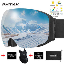 Load image into Gallery viewer, PHMAX Brand Ski Goggles Magnetic Men Women Winter Anti-Fog Snow Ski Glasses With Free Mask Double Layers UV400 Snowboard Goggles
