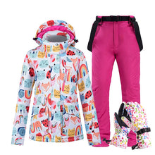 Load image into Gallery viewer, Women Ski Suit Jacket Waterproof Snowboard Colorful Ski Jacket and Pants Set Winter Windproof Warm Jacket Outdoor Clothing
