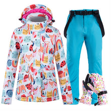 Load image into Gallery viewer, Women Ski Suit Jacket Waterproof Snowboard Colorful Ski Jacket and Pants Set Winter Windproof Warm Jacket Outdoor Clothing
