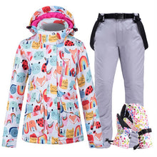 Load image into Gallery viewer, Women Ski Suit Jacket Waterproof Snowboard Colorful Ski Jacket and Pants Set Winter Windproof Warm Jacket Outdoor Clothing
