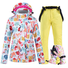 Load image into Gallery viewer, Women Ski Suit Jacket Waterproof Snowboard Colorful Ski Jacket and Pants Set Winter Windproof Warm Jacket Outdoor Clothing
