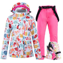 Load image into Gallery viewer, Women Ski Suit Jacket Waterproof Snowboard Colorful Ski Jacket and Pants Set Winter Windproof Warm Jacket Outdoor Clothing
