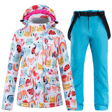Load image into Gallery viewer, Women Ski Suit Jacket Waterproof Snowboard Colorful Ski Jacket and Pants Set Winter Windproof Warm Jacket Outdoor Clothing
