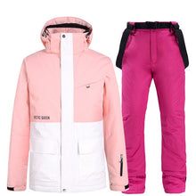 Load image into Gallery viewer, Women Ski Suit New Winter Windproof Waterproof Jacket Ski Pants Suit Female Thicken Warm And Breathable Snowboard Snow Suit
