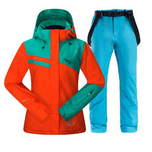 Load image into Gallery viewer, Women Ski Suit Warm Windproof Waterproof Hooded Snow Jacket + Pants Female Winter Outdoor Snowboard Snowmobile Snow Suit
