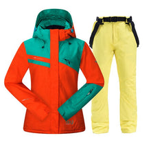 Load image into Gallery viewer, Women Ski Suit Warm Windproof Waterproof Hooded Snow Jacket + Pants Female Winter Outdoor Snowboard Snowmobile Snow Suit
