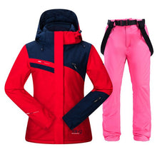 Load image into Gallery viewer, Women Ski Suit Warm Windproof Waterproof Hooded Snow Jacket + Pants Female Winter Outdoor Snowboard Snowmobile Snow Suit

