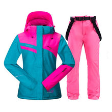 Load image into Gallery viewer, Women Ski Suit Warm Windproof Waterproof Hooded Snow Jacket + Pants Female Winter Outdoor Snowboard Snowmobile Snow Suit
